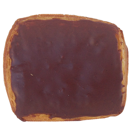 Vierkante cremekoek met chocolade